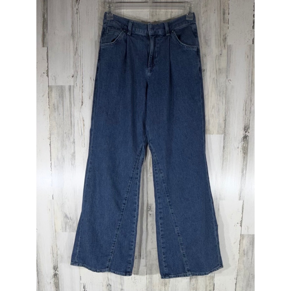 We The Free Sheridan Mid Rise Trouser 26 (28x31) Wide Leg Pleated Lyocell Linen